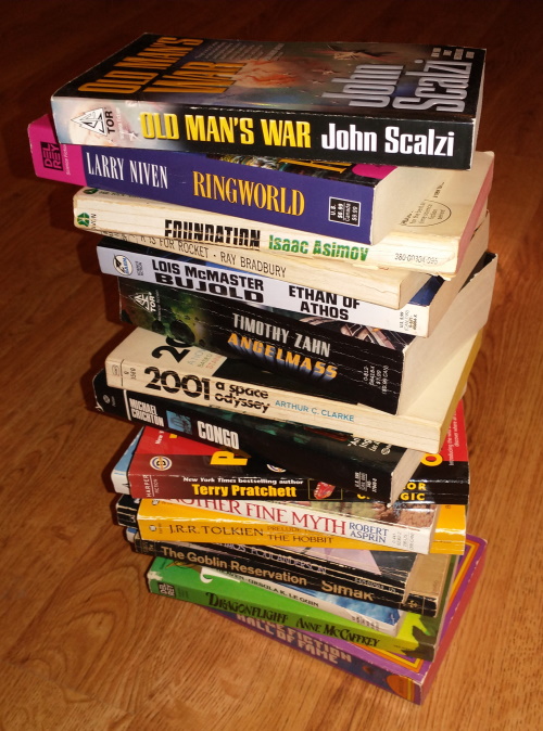 Stack of influential books